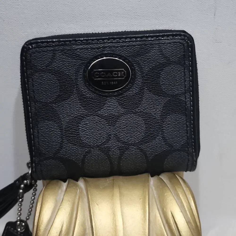 Coach Medium Corner Zip Wallet in Signature Canvas